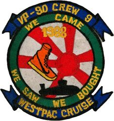 Patrol Squadron 90 (VP-90) Crew 9 WESTPAC CRUISE 1988
Established as Patrol Squadron NINETY (VP-90) “The Lions” on 1 Nov 1970. Disestablished on 30 Sep 1994.

Lockheed P-3B MOD Orion

