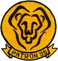 Patrol Squadron 90 (VP-90)
Established as Patrol Squadron NINETY (VP-90) “The Lions” on 1 Nov 1970. Disestablished on 30 Sep 1994.

Lockheed SP-2H Neptune, 1970-1974
Lockheed P-3A Orion, 1974-1984
Lockheed P-3B MOD Orion, 1984-1991

Insignia (2nd design) was approved by CNO on 22 Apr 1974. 

