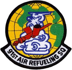 91st Air Refueling Squadron
Emblem approved on 3 Jun 1952; newest rendition approved on 14 Jan 2008.
