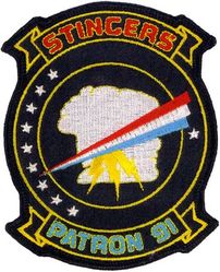Patrol Squadron 91 (VP-91)
VP-91 "Stingers"
1984-1991 (2nd insignia)
Established as VP-91 (2nd VP-91) on 1 Nov 1970-31 Mar 1999.
Lockheed P-3B MOD/C UIII Orion

