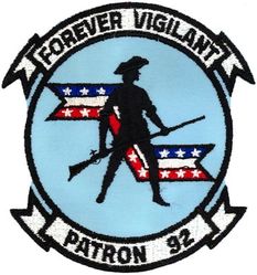 Patrol Squadron 92
Established as Patrol Squadron NINETY TWO (VP-92) on 1 Nov 1970. The second squadron to be assigned the VP-92 designation. Disestablished on 15 Oct 2007.

Lockheed SP-2H Neptune, 1970-1975
Lockheed P-3A DIFAR Orion, 1975-1984
Lockheed P-3B TAC/NAV MOD Orion, 1984-1991
Lockheed P-3C UII Orion, 1991-1996
Lockheed P-3C UII.5 Orion, 1996-2007

Insignia (2nd design) was approved by CNO on 9 July 1979.

