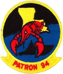 Patrol Squadron 94 (VP-94)
Established as Patrol Squadron NINETY FOUR (VP-94) “Crawfishers” on 1 Nov 1970. The second squadron to be assigned the VP-94 designation. Disestablished in Sep 2006.

Lockheed SP-2H Neptune, 1970
Lockheed P-3A Orion, 1970-1976
Lockheed P-3B TAC/NAV MOD Orion, 1984-1994
Lockheed P-3C UII Orion, 1984-2006

Insignia approved by CNO on 24 Jun 1971.

