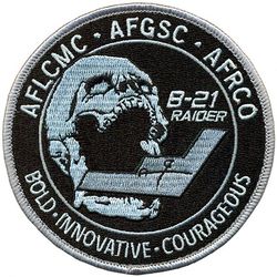 Air Force Lifecycle Management Center and Air Force Materiel Command Bombers Directorate B-21 Division
Mission: Deliver operationally effective and suitable B-21 combat capability to the nation within the cost, schedule and performance parameters codified in the Acquisition Program Baseline.
Description: The B-21 program office is comprised of professionals from the Department of the Air Force Rapid Capabilities Office and Air Force Life Cycle Management Center Bombers Directorate.  Additionally, Air Force Global Strike Command’s B-21 Integration and System Management Office is integrated into program office operations.  The program office is co-located at Joint Base Anacostia-Bolling, D.C., Wright Patterson AFB, OH, and Tinker AFB, OK, with the Program Executive Officer at the Air Force Rapid Capabilities Office.

