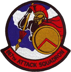 867th Attack Squadron
Organized as 92 Aero Squadron on 21 Aug 1917. Demobilized on 21 Dec 1918. Reconstituted, and consolidated (1942), with 17 Reconnaissance Squadron (Light), which was constituted on 20 Nov 1940. Activated on 15 Jan 1941. Redesignated as: 92 Bombardment Squadron (Light) on 14 Aug 1941; 92 Reconnaissance Squadron (Medium) on 30 Dec 1941; 433 Bombardment Squadron (Medium) on 22 Apr 1942; 10 Antisubmarine Squadron (Heavy) on 29 Nov 1942; 867 Bombardment Squadron (Heavy) on 21 Oct 1943. Inactivated on 4 Jan 1946. Redesignated as 867 Reconnaissance Squadron on 9 Aug 2012. Activated on 10 Sep 2012.
 
