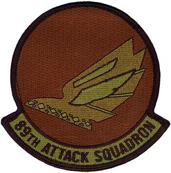 89th Attack Squadron 
Organized as 89 Aero Squadron on 19 Aug 1917.  Demobilized on 19 May 1919.  Reconstituted and consolidated (1936) with 89 Observation Squadron (Long Range, Light Bombardment) which was constituted on 1 Mar 1935.  Redesignated as: 89 Reconnaissance Squadron on 24 Oct 1936; 89 Reconnaissance Squadron (Medium Range) on 22 Dec 1939.  Activated on 1 Feb 1940.  Redesignated as: 89 Reconnaissance Squadron (Medium) on 20 Nov 1940; 432 Bombardment Squadron (Medium) on 22 Apr 1942.  Inactivated on 26 Nov 1945.  Redesignated as 432 Expeditionary Bomb Squadron, and converted to provisional status, on 16 Jan 2002.  Withdrawn from provisional status, and redesignated as 432 Bomb Squadron on 16 Feb 2007.  Redesignated as 432 Attack Squadron on 1 Sep 2011.  Activated on 1 Oct 2011.  Redesignated as 89 Attack Squadron on 21 Jun 2016.
Keywords: OCP