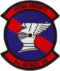 9th Attack Squadron
Constituted 9 Pursuit Squadron (Interceptor) on 20 Nov 1940. Activated on 15 Jan 1941. Redesignated: 9 Fighter Squadron on 15 May 1942; 9 Fighter Squadron, Twin Engine, on 25 Jan 1943; 9 Fighter Squadron, Single Engine, on 19 Feb 1944; 9 Fighter Squadron, Two Engine, on 6 Nov 1944; 9 Fighter Squadron, Single Engine, on 8 Jan 1946; 9 Fighter Squadron, Jet Propelled, on 1 May 1948; 9 Fighter Squadron, Jet, on 10 Aug 1948; 9 Fighter-Bomber Squadron on 1 Feb 1950; 9 Tactical Fighter Squadron on 8 Jul 1958; 9 Fighter Squadron on 1 Nov 1991, Inactivated on 16 May 2008. Redesignated 9 Attack Squadron and activated on 4 Oct 2012-.
