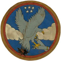513th Bombardment Squadron, Heavy
Constituted as 513 Bombardment Squadron (Heavy) on 19 Oct 1942. Activated on 31 Oct 1942. Redesignated as 513 Bombardment Squadron, Very Heavy on 23 May 1945. Inactivated on 31 Mar 1946.

First variation, Italian made incised painted on leather

Stations. Lydda, Palestine, 31 Oct 1942; Abu Sueir, Egypt, 8 Nov 1942; Gambut, Libya, 10 Feb 1943; Soluch, Libya, 25 Feb 1943; Bengasi, Libya, 16 Apr 1943; Enifidaville, Tunisia, c. 26 Sep 1943 (detachment operated from Bengasi, Libya, 3-11 Oct 1943); San Pancrazio, Italy, 19 Nov 1943-19 Apr 1945; Harvard AAFld, NE, 8 May 1945; Grand Island AAFld, NE, 25 Jun 1945; March Field, CA, 1 Nov 1945; MacDill Field, FL c. 5 Jan-31 Mar 1946.

