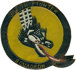 357th Fighter Squadron and 357th Fighter Squadron, Single Engine
Constituted as 357 Fighter Squadron, and activated, on 12 Nov 1942. Redesignated as 357 Fighter Squadron, Single Engine, on 20 Aug 1943. Inactivated on 20 Nov 1946.

Emblem. Approved on 29 Jun 1943.

Stations. Orlando, FL, 12 Nov 1942; Norfolk Muni Aprt, VA, 18 Feb 1943; Langley Field, VA, 4 Mar 1943; Millville AAfld, NJ, 27 Apr 1943; Philadelphia Muni Aprt, PA, 17 May-16 Jun 1943; Steeple Morden, England, 8 Jul 1943; Gablingen, Germany, 17 Jul 1945; Schweinfurt, Germany, 15 Apr-1 Aug 1946; Mitchel Field, NY, 1 Aug-20 Nov 1946.

