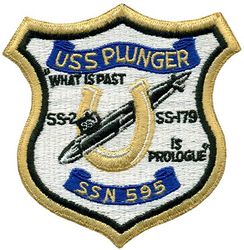 SSN-595 USS Plunger
Namesake. plunger, meaning a diver or a daring gambler
Builder. Mare Island Naval Shipyard, Vallejo, CA
Ordered. 23 Mar 1959
Laid down. 2 Mar 1960
Launched. 9 Dec 1961
Commissioned. 21 Nov 1962
Decommissioned. 2 Feb 1990
Stricken. 2 Feb 1990
Fate. Entered Ship-Submarine Recycling Program, 5 Jan 1995
Class and type. Thresher/Permit-class attack submarine
Displacement:
3,540 long tons (3,597 t) light
3,700 long tons (3,759 t) surfaced
4,300 long tons (4,369 t) submerged
Length. 278 ft 5 in (84.86 m)
Beam. 31 ft 8 in (9.65 m)
Propulsion. 1 S5W PWR
Speed. 20 knots (37 km/h; 23 mph)+
Complement. 100 officers and men
Armament:
4 × 21 in (533 mm) torpedo tubes, MK 48 torpedoes
UUM-44A SUBROC
UGM-84A/C Harpoon
MK 57 deep water mines
Mk 60 CAPTOR mines

