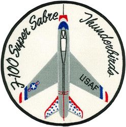 4520th Air Demonstration Flight (Thunderbirds)
North American F-100C Super Sabre, 1956-1963. Back patch from 1959 season.
