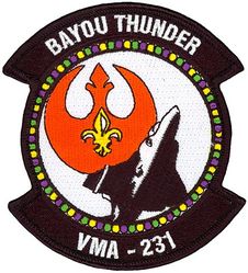 Marine Attack Squadron 231 (VMA-231) Exercise BOYOU THUNDER 2019
Established as 1st Division, Squadron 1 on 8 Feb 1919. Redesignated Marine Observation Squadron ONE (VO-1M) on 1 Jul 1922; Marine Observation Squadron EIGHT M (VO-8M) on 1 Jul 1927. Deactivated on 1 Jul 1933. Reactivated on 15 Nov 1934. Redesignated Marine Scouting Squadron TWO (VMS-2) on 1 July 1937; Marine Scout-Bombing Squadron 231 (VMSB-231) on 1 Jul 1941; Marine Bombing Fighting 231 (VMBF-231) in Oct 1944; Marine Scout-Bombing Squadron 231 (VMSB-231) on 30 Dec 1944. Decommissioned in 20 Mar 1946. Reactivated as Marine Fighting Squadron 231 (VMF-231) in Sep 1948. Deactivated on 31 Aug 1962. Reactivated as Marine Attack Squadron 231 (VMA-231) on 15 May 1973-.

McDonnell Douglas AV-8A/B Harrier, 1973-.

