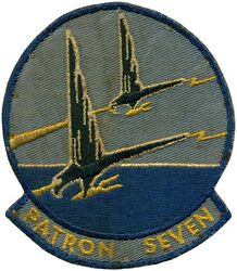Patrol Squadron 7 (VP-7)
Established as Bombing Squadron ONE HUNDRED NINETEEN (VB-119) on 15 Aug 1944. Redesignated Patrol Bombing Squadron ONE HUNDRED NINETEEN (VPB-119) on 1 Oct 1944; Patrol Squadron ONE HUNDRED NINETEEN (VP-119) on 15 May 1946; Heavy Patrol Squadron (Landplane) NINE (VP-HL-9) on 15 Nov 1946; Medium Patrol Squadron (Landplane) SEVEN (VP-ML-7) on 25 Jun 1947; Patrol Squadron SEVEN (VP-7) on 1 Sep 1948, the second squadron to be assigned the VP-7 designation. Disestablished on 8 Oct 1969.

Lockheed P2V-2 Neptune, 1947-1949
Lockheed P2V-3 Neptune, 1949-1950
Lockheed P2V-4 Neptune, 1950-1953
Lockheed P2V-5/5F Neptune, 1953-1962
Martin SP-2H Marlin, 1962-1969

Insignia (4th) “Black Falcons” approved by CNO on 5 Oct 1953.

