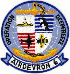 Air Development Squadron 6 (VX-6) Operation DEEPFREEZE
Established as Air Development Squadron SIX (VX-6) on 17 Jan 1955. Redesignated Antarctic Development Squadron Six (VXE-6) on 1 Jan 1969. Disestablished on 31 Mar 1999.
