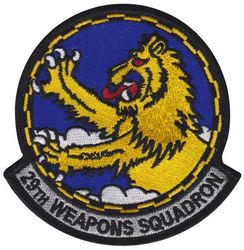 29th Weapons Squadron Heritage
Constituted as 29 Transport Squadron on 28 Jan 1942. Activated on 2 Mar 1942. Redesignated as 29 Troop Carrier Squadron on 4 Jul 1942. Inactivated on 22 Sep 1945. Activated on 30 Sep 1946. Redesignated as: 29 Troop Carrier Squadron , Heavy on 30 Jul 1948; 29 Troop Carrier Squadron, Special on 1 Feb 1949. Inactivated on 18 Sep 1949. Redesignated as 29 Troop Carrier Squadron, Medium on 26 Nov 1952. Activated on 1 Feb 1953. Inactivated on 8 Jun 1955. Activated on 15 Jun 1964. Organized on 1 Oct 1964. Redesignated as: 29 Troop Carrier Squadron on 1 Jan 1967; 29 Tactical Airlift Squadron on 1 Aug 1967. Inactivated on 31 Oct 1970. Activated on 1 Apr 1971. Inactivated on 15 Nov 1971. Redesignated as 29 Weapons Squadron on 30 May 2003. Activated on 1 Jun 2003.
Emblem. Approved on 28 Oct 2003.


