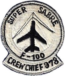 121st Consolidated Aircraft Maintenance Squadron F-100 Crew Chief
Patch is from 166th TFS deployment to Kunsan AB, Korea in 1968 for the Pueblo Crisis. Number is for F-100C 54-978. Korean made.

