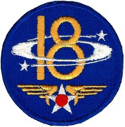 18th Air Force
Stated as being a "ghost" patch meant to fool the enemy during WW 2, or possibly used in a 1940s movie. 1940s era made.
