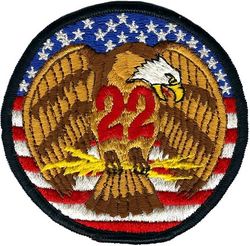 22d Tactical Fighter Squadron
Unofficial, but used from 1977-1982 as the squadron patch. This is the first version, a bit larger with a plastic back circa 1977. It has nothing to do with the Bicentennial, as claimed elsewhere.

