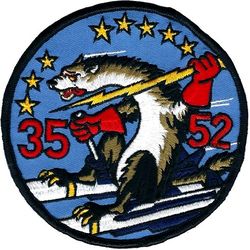 3552d Tactical Fighter Squadron (Provisional) and 3552d Fighter Squadron (Provisional)
Combined 35/52 TFW/FW F-4G unit. Original 3552 TFS was a 35 Cadet Sq. patch from the USAF Academy. It was modified by adding a 52 locally. This is a period modified patch as used.
