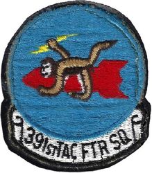 391st Tactical Fighter Squadron
Sewn to leather, as worn mid 1970s.
