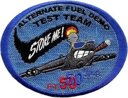 419th Flight Test Squadron B-52 Alternate Fuel Demonstration Test Team
A B-52H flew a flight-test mission Dec. 15, 2006 using a blend of synthetic fuel and JP-8 in all eight engines for the first time. F-T= Fischer-Tropsch fuel.
