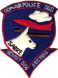 50th Air Police Squadron Sentry Dog Section
Sabre was dog's name. German made on felt.
