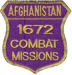 510th Expeditionary Fighter Squadron 1672 Combat Missions Operation ENDURING FREEDOM 2010 
Total missions flown from Bagram AB. Italian made.
