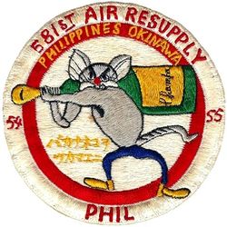 581st Air Resupply Squadron Morale
Constituted as 581 Air Resupply and Communications Squadron on 23 Jul 1951. Redesignated 581 Air Resupply Squadron on 8 Sep 1953-18 Sep 1956.

 Provided airlift support with C-119s to Far East Command’s Korean operations throughout 1952-1953 through infiltration, resupply, and exfiltration of guerrilla-type personnel and the aerial delivery of psychological warfare (PSYWAR) leaflets and other similar materials. Beginning in 1953, the C-119s were employed in Southeast Asia in support of French operations in Indochina by delivering supplies, including ammunition, vehicles, and barbed wire, to Haiphong Airfield in ever increasing quantities. Because the US presence in Indochina could not be publicly escalated, plans were developed to utilize 581st personnel in a discrete support role by flying refurbished C-119s, under French markings. Instructors from the 581st were also tasked to train CIA-employed Civil Air Transport civilian aircrews in the C-119.
