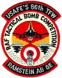 86th Tactical Fighter Wing RAF Tactical Bomb Competition 1978
Hosted by the Royal Air Force. F-4E aircraft. German made.
