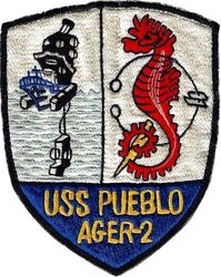 AGER-2 USS Pueblo
Name:	Pueblo
Namesake:	Pueblo, Colorado and Pueblo County, Colorado.
Builder:	Kewaunee Shipbuilding and Engineering
Laid down:	1944
Launched:	16 April 1944
Commissioned:	7 April 1945
In service:	1945
Reclassified:	
18 June 1966, AKL-44

13 May 1967, AGER-2
Honors and
awards:	
National Defense Service Medal
Korean Defense Service Medal
Combat Action Ribbon (retroactive)
Captured:	23 January 1968
Fate:	Captured by North Korea
Status:	Active, in commission (to prevent seizure, currently held by North Korea as a museum ship)
