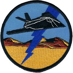 Lockheed F-117A Nighthawk BLUE STREAK
Not to be confused with Have Blue, the two original flight test airframes. Blue Streak is a fast action response team, in this case a Depot Field Maintenance Team that was attached to the F-117 Flight Test organization.  This patch came out in 1988 after the USAF acknowledged the F-117's existence.
