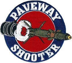Raytheon GBU-12  Paveway Shooter
GBU= Guided bomb Unit. Patch issued by tech reps during Bosnia conflict.
