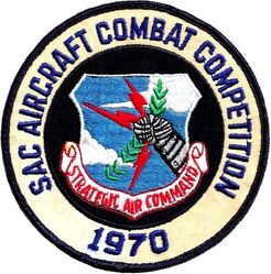 Strategic Air Command Aircraft Combat Competition 1970
Seventeenth Bombing and Navigation Competition saw the first
appearance of FB-111s; the re-appearance of tanker squadrons; criteria for the Fairchild and Saunders Trophies was changed; and the Mathis Trophy (bomber crew with the best score) was awarded for the first time. One bomber with its crew each from 23 B-52 wings; two FB-111 crews from the 340 BG; and three RAF crews with their
Vulcan bombers were hosted at McCoy AFB, FL.
