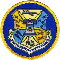 Tactical Air Command Rapid Deployment Force
TAC component of the Rapid Deployment Joint Task Force (RDJTF). In 1983, the RDJTF became a separate unified command known as United States Central Command. Printed patch.
