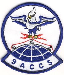 9th Airborne Command and Control Squadron
Activated as the 9th Airborne Command Control Squadron on 15 Oct 1969. Redesignated 9th Airborne Command and Control Squadron on 15 Jul 1970. Inactivated on 31 Mar 1992.
 The significance, if any, of the white field in lieu of the golden yellow is unknown. This patch is not unique (I've seen several) so that would seem to rule out a manufacturer's sample. 

